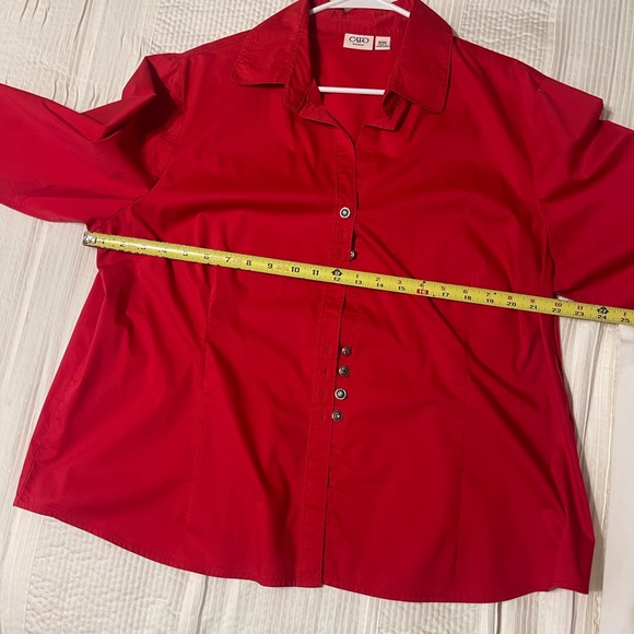 Cato Red Long Sleeve Button Down Dress shirt. Womans size 18W/20W - Picture 5 of 10